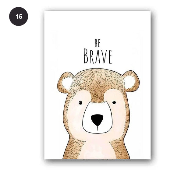 Nursery Cute Animals Zebra Hippo Giraffe Lion Monkey Crocodile Canvas Prints