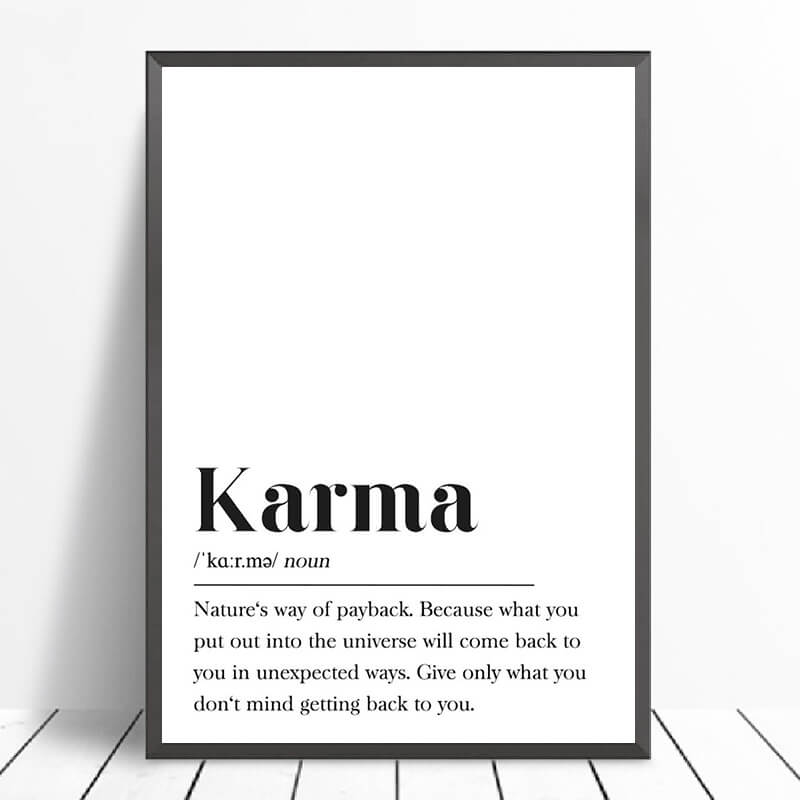 Karma Definition Minimalist Black and White Canvas Print
