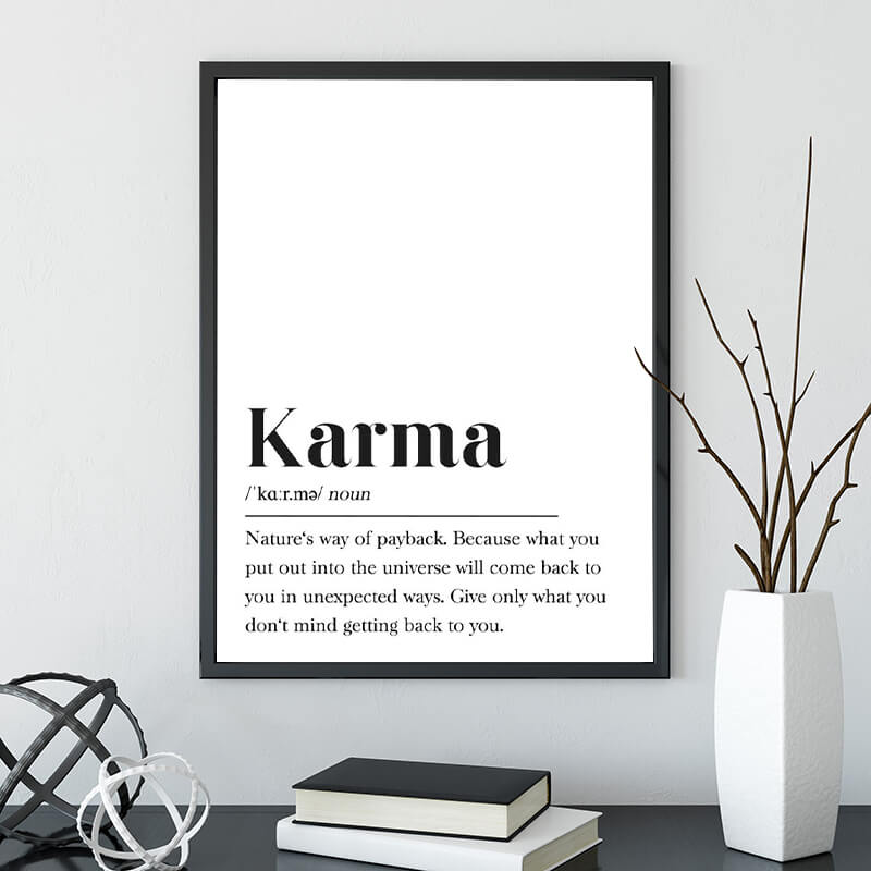 Karma Definition Minimalist Black and White Canvas Print