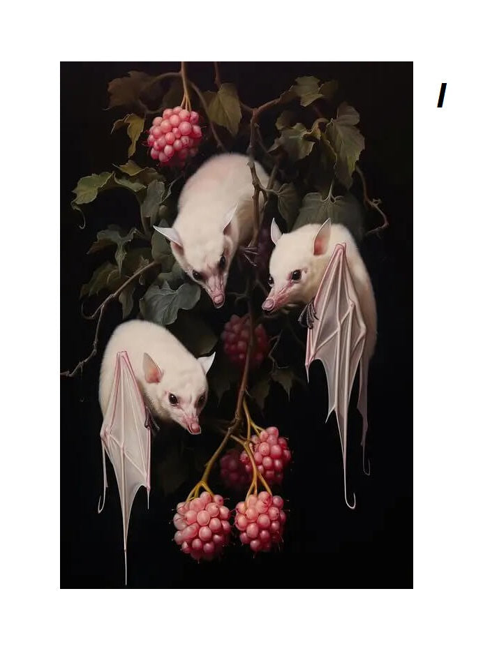 Dark Academia Gothic Floral Woodland Animals Raven Owl Fox Woolf Wall Art