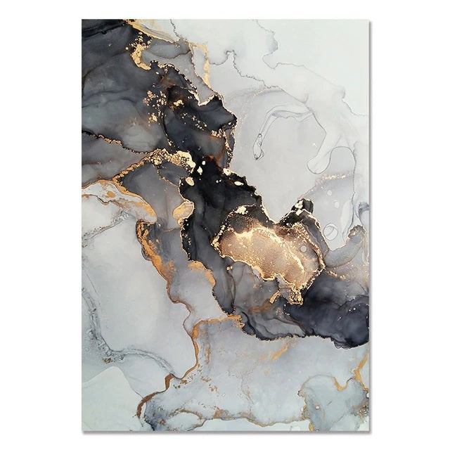 Golden Grey Abstract Canvas Print