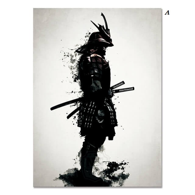 Japanese Samurai Warrior Ink Canvas Prints
