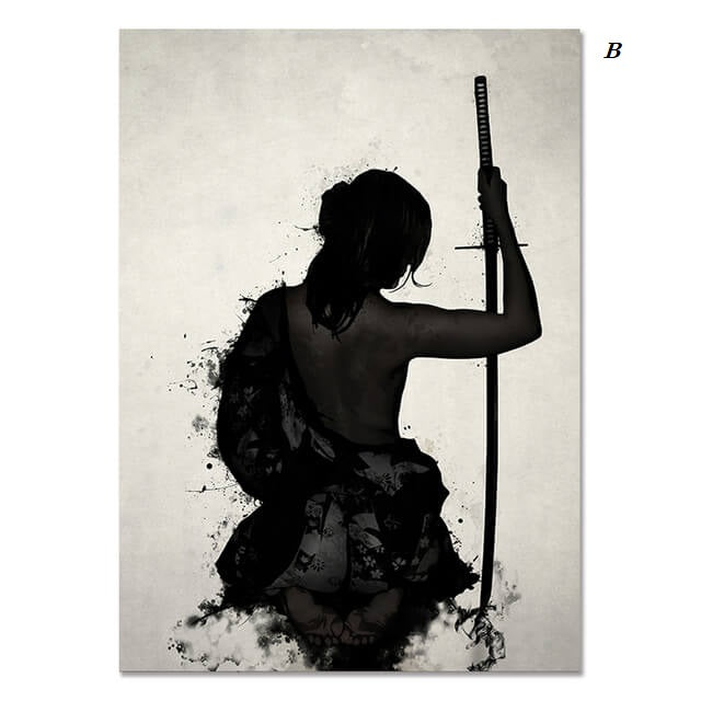Japanese Samurai Warrior Ink Canvas Prints