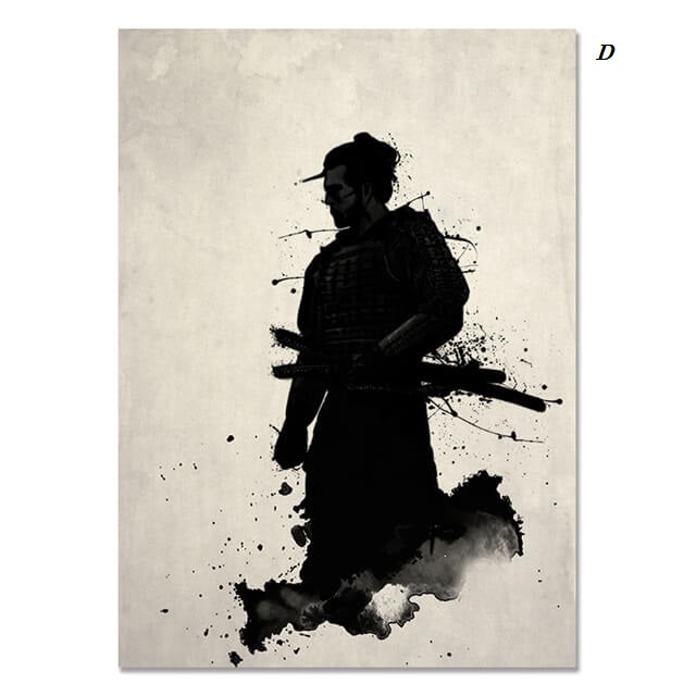 Japanese Samurai Warrior Ink Canvas Prints