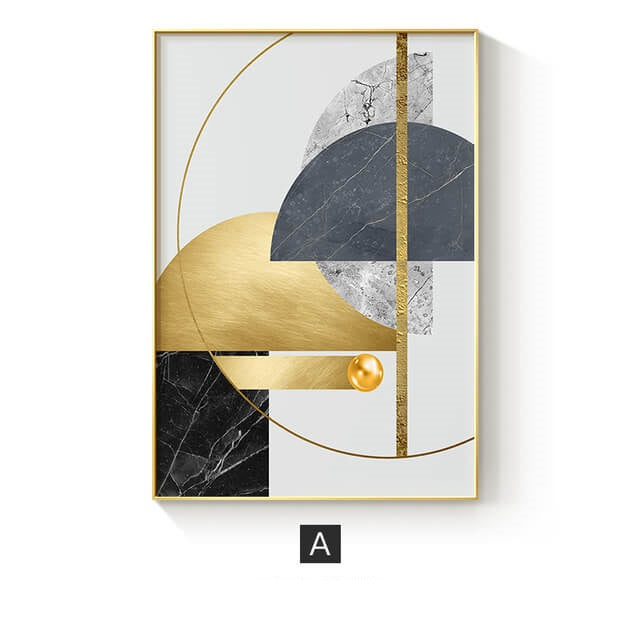 Modern Golden Abstract Geometric Canvas Print