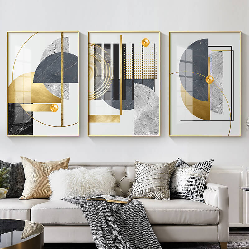 Modern Golden Abstract Geometric Canvas Print