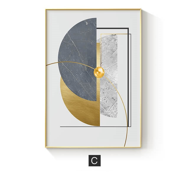 Modern Golden Abstract Geometric Canvas Print