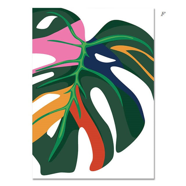 Monstera Leaves and Jungle Animals Canvas Prints