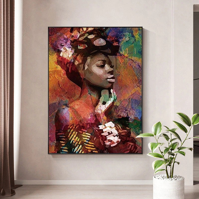African Woman Abstract Graffiti Canvas Print