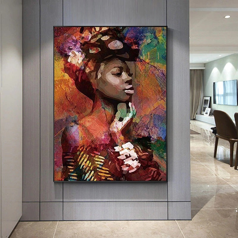 African Woman Abstract Graffiti Canvas Print