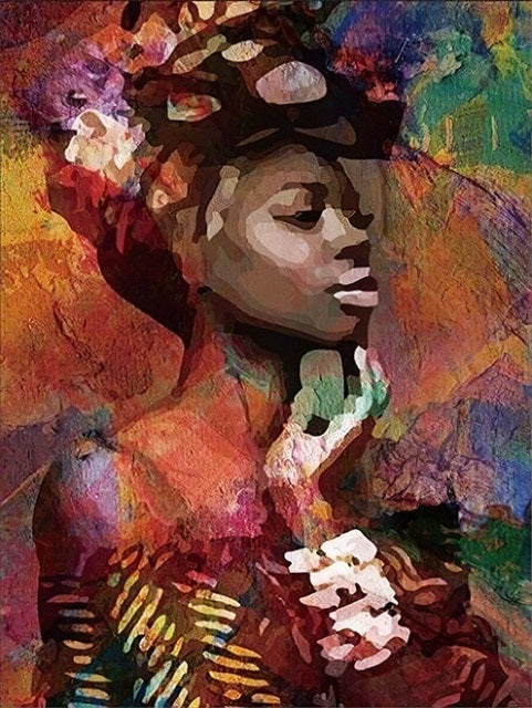 African Woman Abstract Graffiti Canvas Print