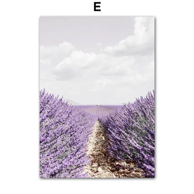 Dreamy Purple Lavender Landscape Hot Air Balloon Canvas Prints