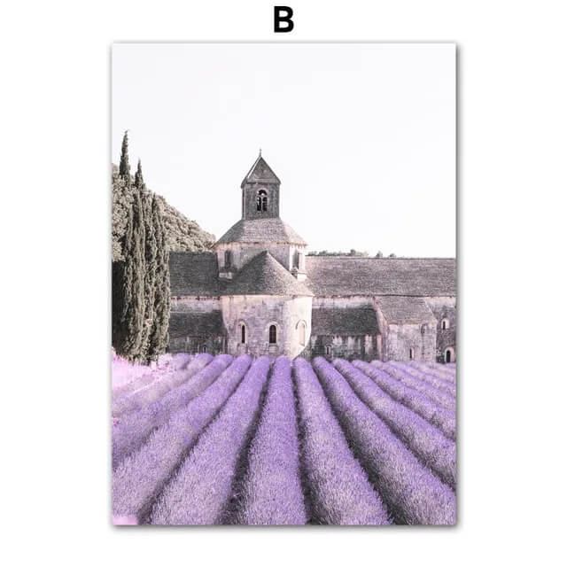 Dreamy Purple Lavender Landscape Hot Air Balloon Canvas Prints