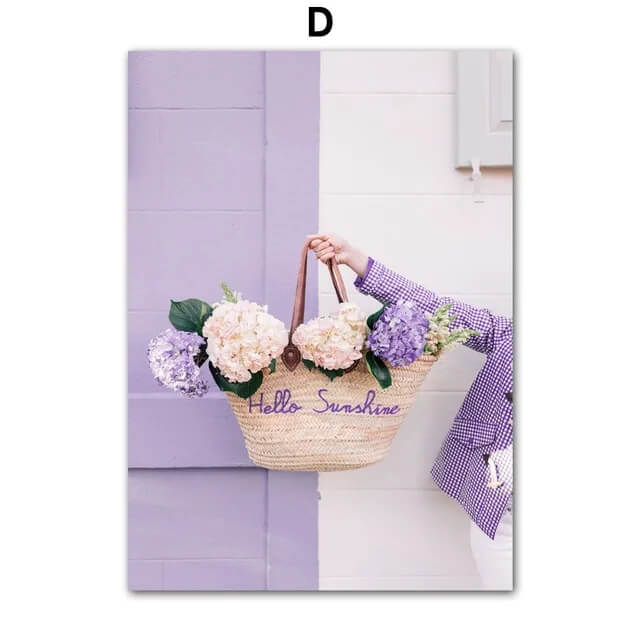 Dreamy Purple Lavender Landscape Hot Air Balloon Canvas Prints
