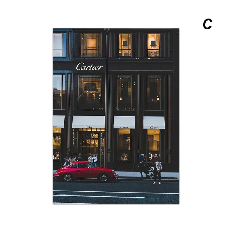 European Street Fashion Black Car Canvas Print