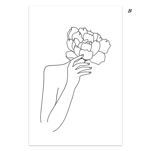 Minimalist Flower Woman Line Art Canvas Prints