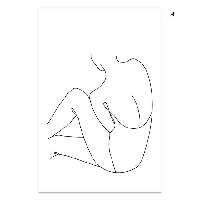 Minimalist Flower Woman Line Art Canvas Prints