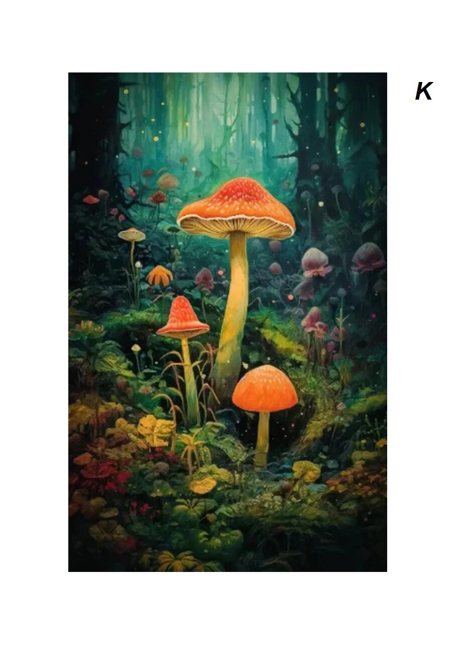 Fae Magic Enchanted Forest Mushroom Motifs Wall Art