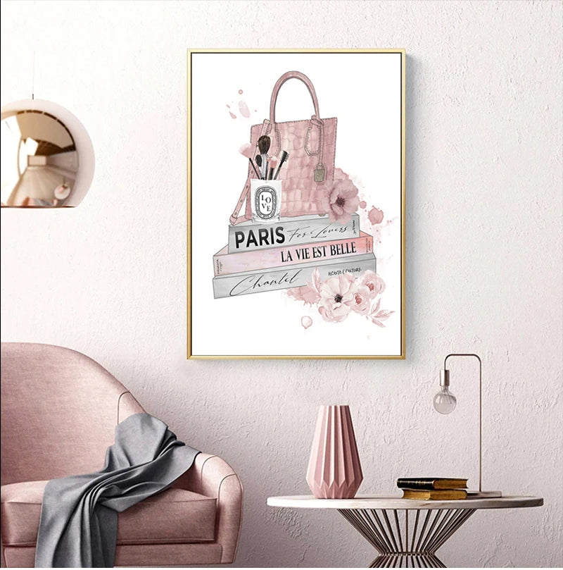 Fashion Makeup Brushes Beauty Pastel Pink Canvas Print