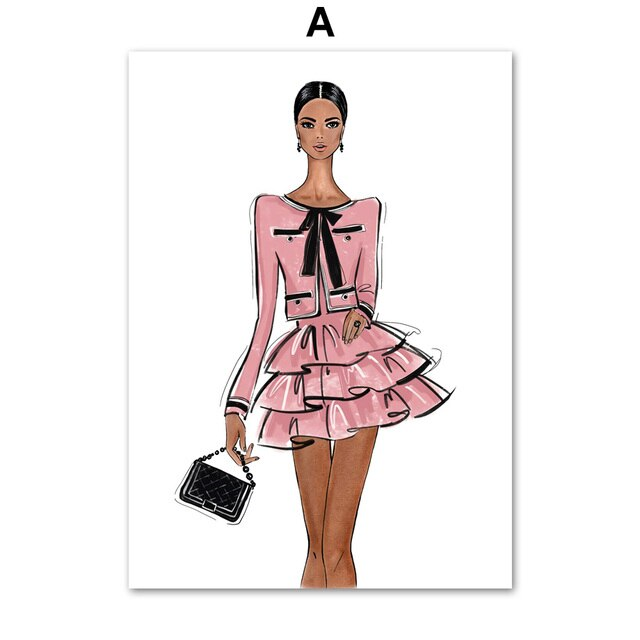 Paris Fashion Elegant Girls Canvas Prints