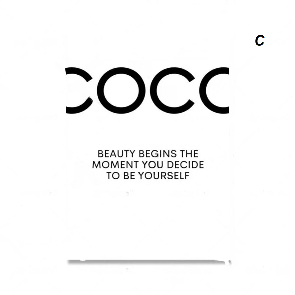 Flowers Perfume Minimalist Inspirational Coco Chanel Quotes Wall Art