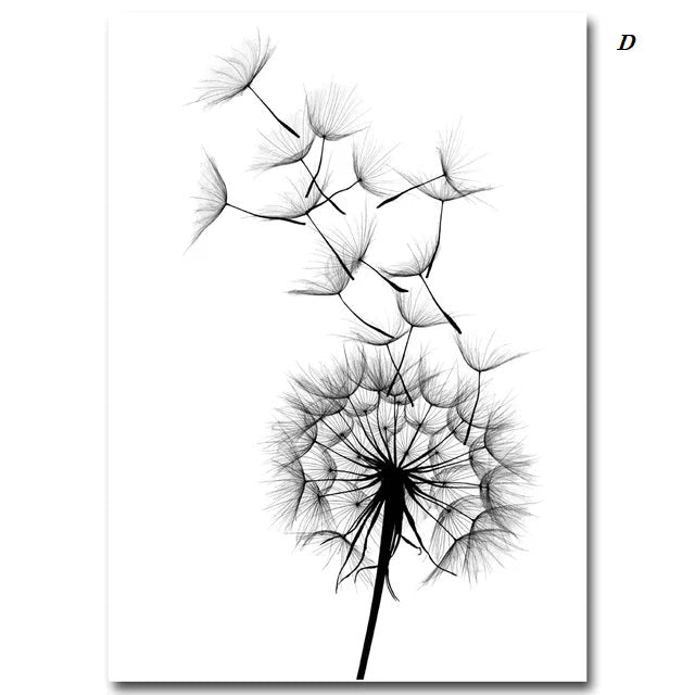 Deer Feather Dandelion Minimalist Nordic Fine Art Canvas Prints