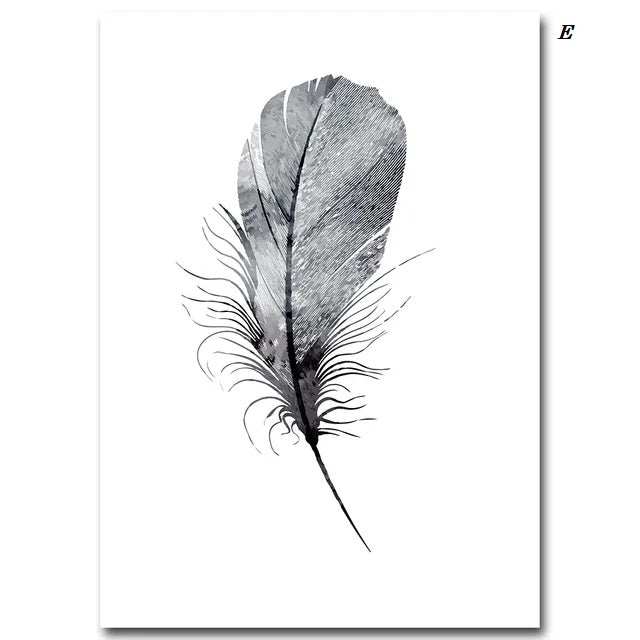 Deer Feather Dandelion Minimalist Nordic Fine Art Canvas Prints
