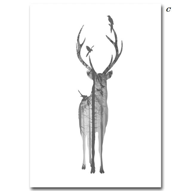 Deer Feather Dandelion Minimalist Nordic Fine Art Canvas Prints