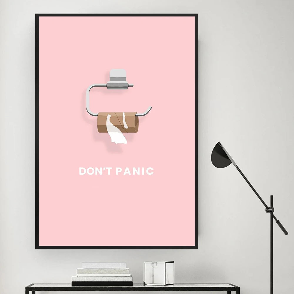 Funny Minimalist Don't Panic Toilet Paper Quotes Pink Canvas Print