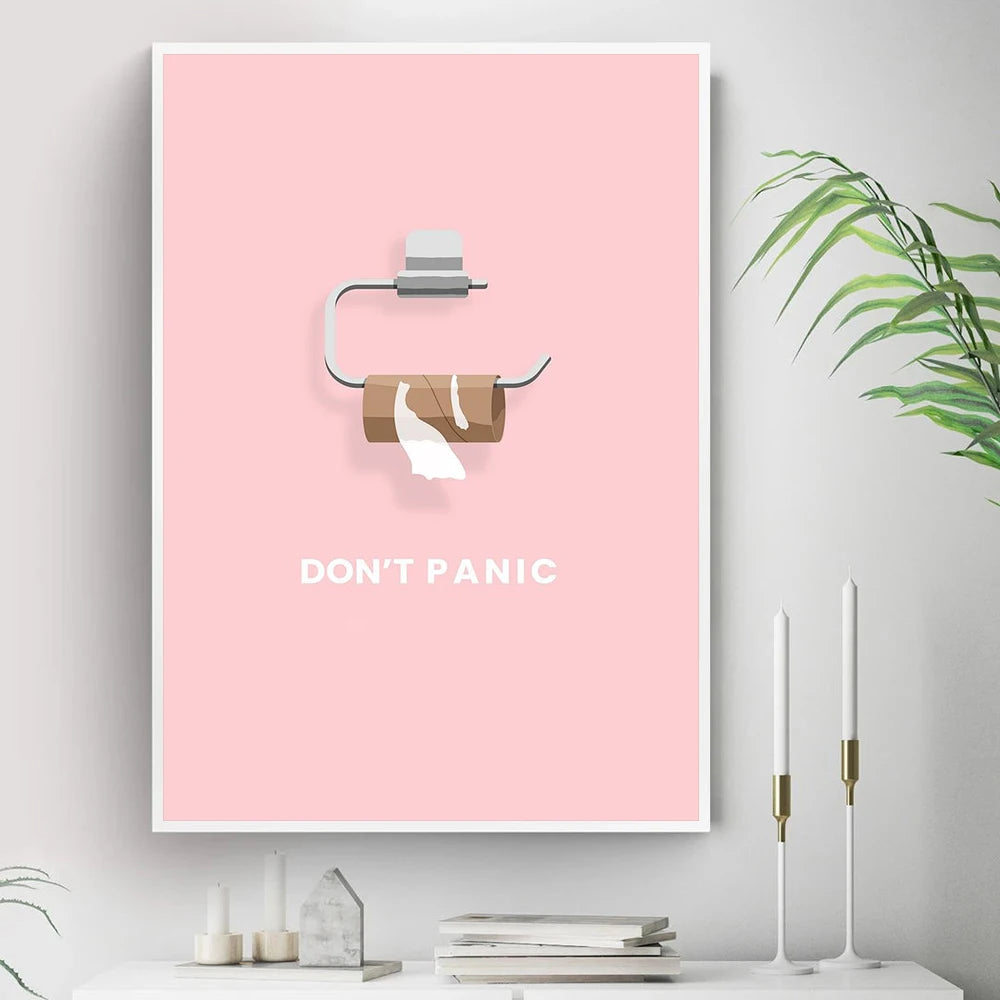 Funny Minimalist Don't Panic Toilet Paper Quotes Pink Canvas Print