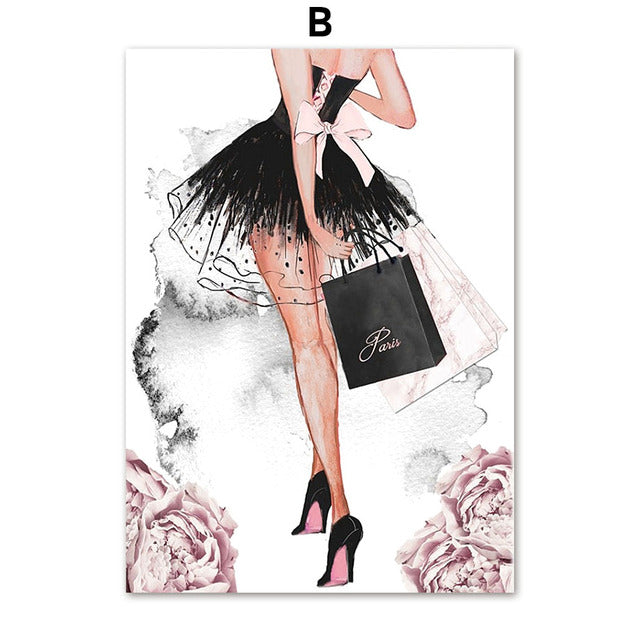 Elegant Girl Perfume Lipstick High Heels Canvas Prints