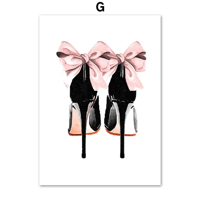 Elegant Girl Perfume Lipstick High Heels Canvas Prints