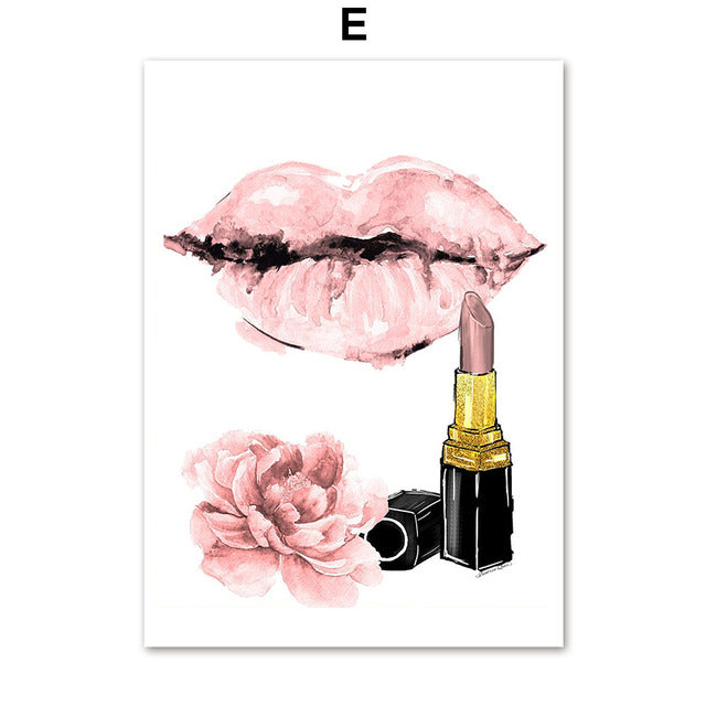 Elegant Girl Perfume Lipstick High Heels Canvas Prints