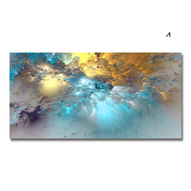 Grey Golden Cloud Abstract Canvas Large Wall Art