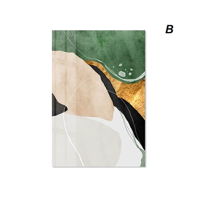 Golden Green Abstract Marble Wall Art