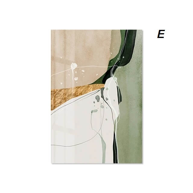 Golden Green Abstract Marble Wall Art