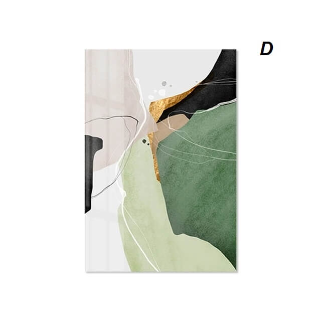Golden Green Abstract Marble Wall Art