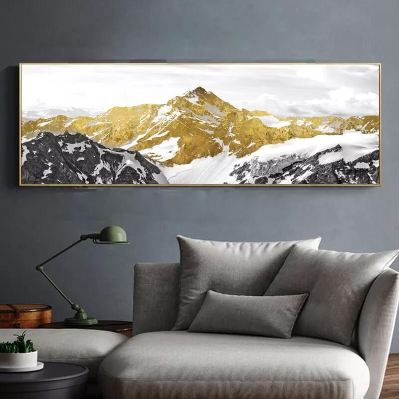 Golden Mountain Peak Large Canvas Wall Art