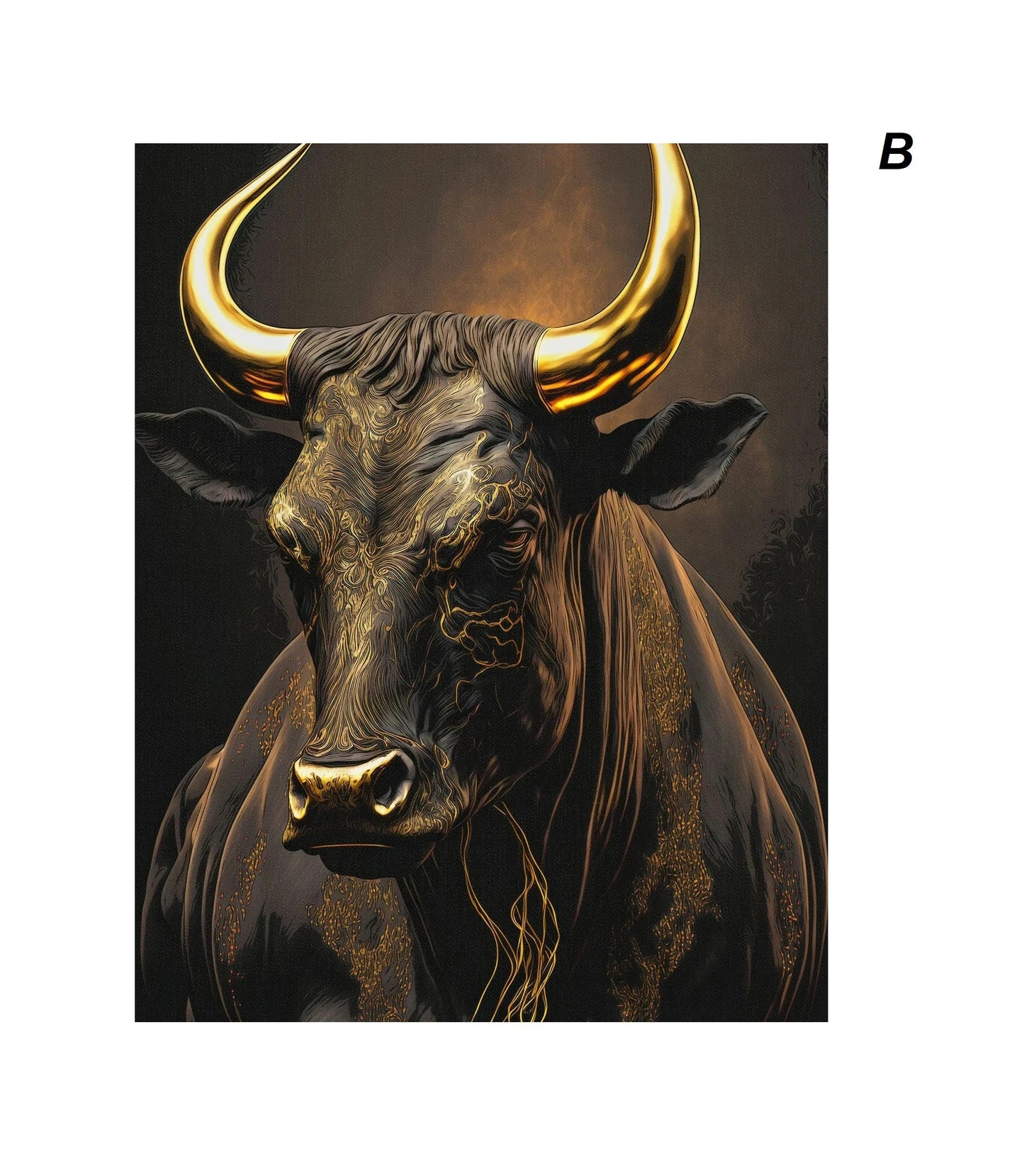 Golden Bull Canvas Wall Art