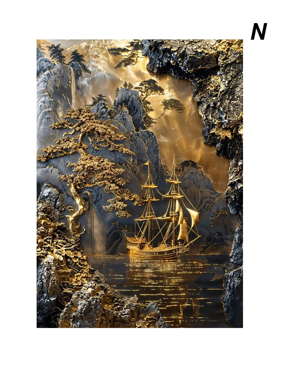 Golden Lotus Canvas Wall Art