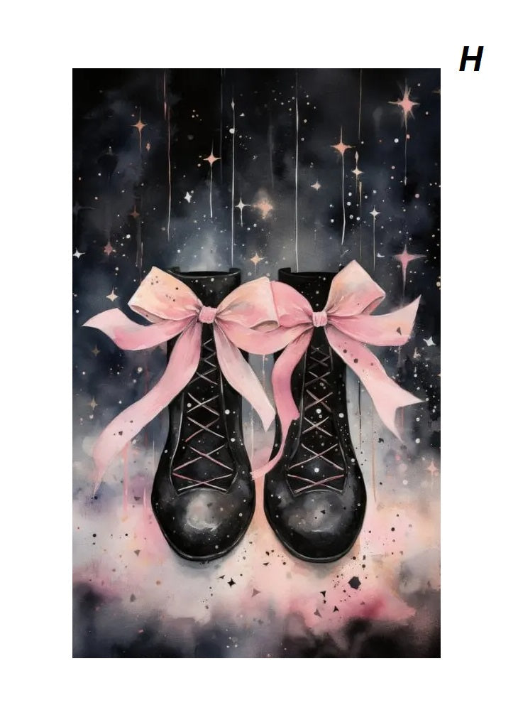 Gothic Retro Dark Academia Pink Flower Raven Castle Witchery Canvas Print