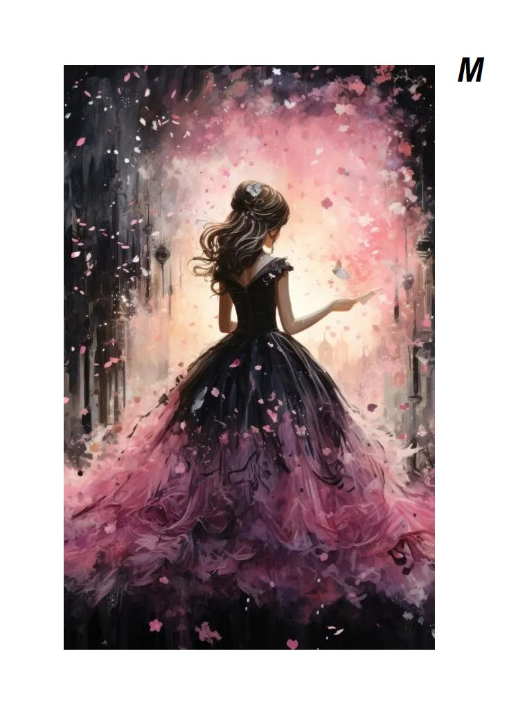 Gothic Retro Dark Academia Pink Flower Raven Castle Witchery Canvas Print