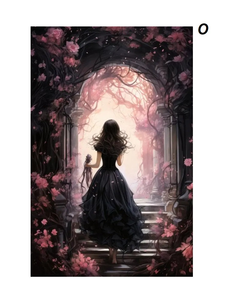 Gothic Retro Dark Academia Pink Flower Raven Castle Witchery Canvas Print