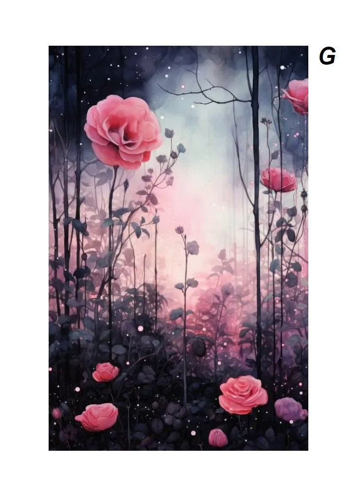 Gothic Retro Dark Academia Pink Flower Raven Castle Witchery Canvas Print
