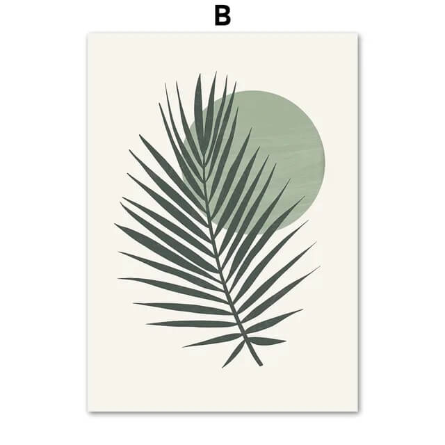 Green Palm Leaves Sun Bohemian Wall Art