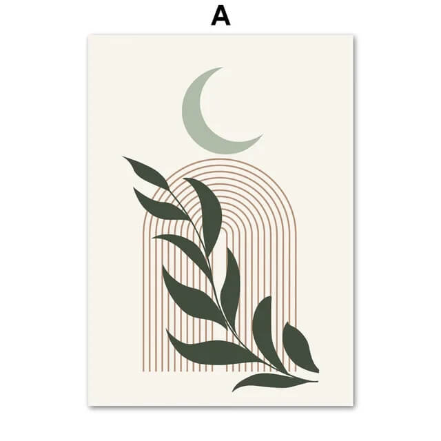 Green Palm Leaves Sun Bohemian Wall Art