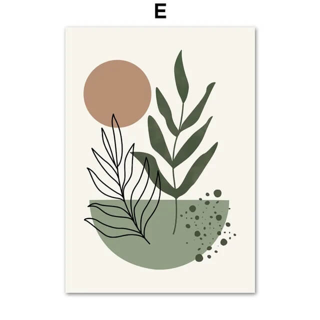 Green Palm Leaves Sun Bohemian Wall Art