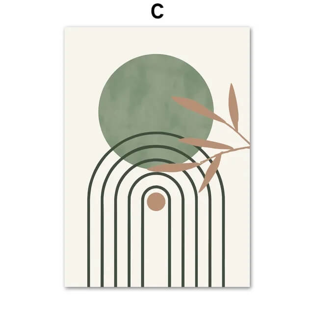 Green Palm Leaves Sun Bohemian Wall Art