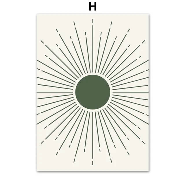 Green Palm Leaves Sun Bohemian Wall Art
