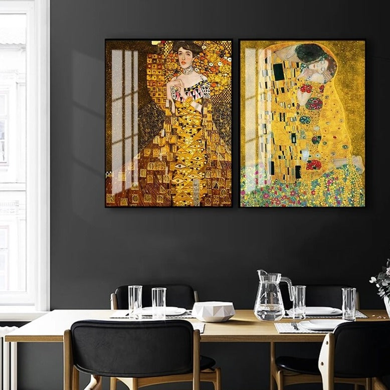 Gustav Klimt Famous Wall Art Portrait of Adele Poster The Kiss Canvas Print